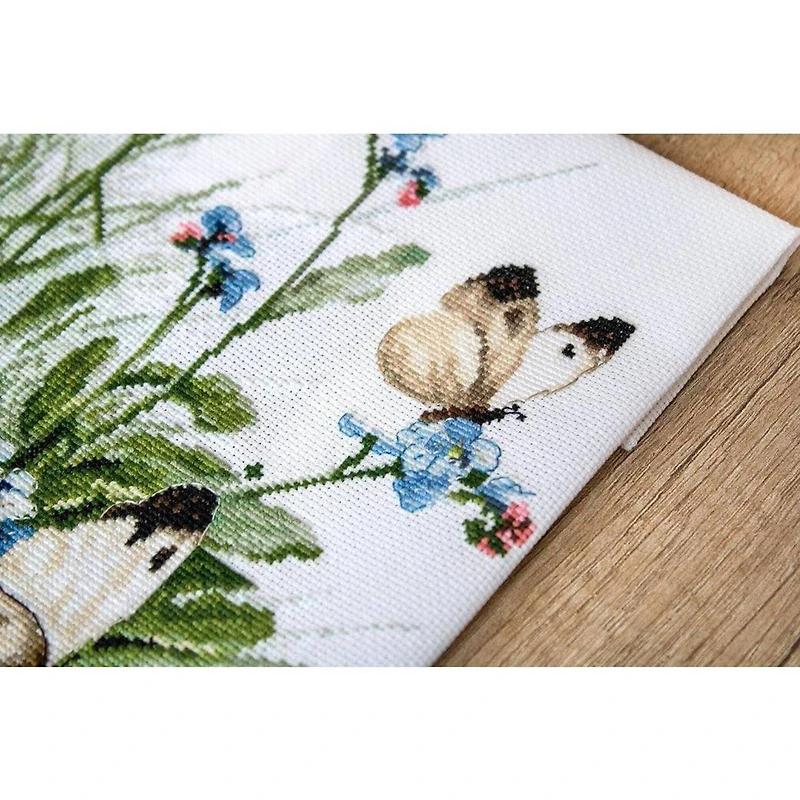 Letistitch Butterflies And Bluebird Flowers Counted Cross Stitch Kit