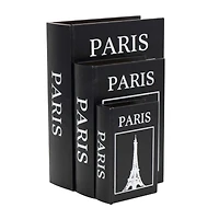 Black Eiffel Tower Paris Storage Book Box Set