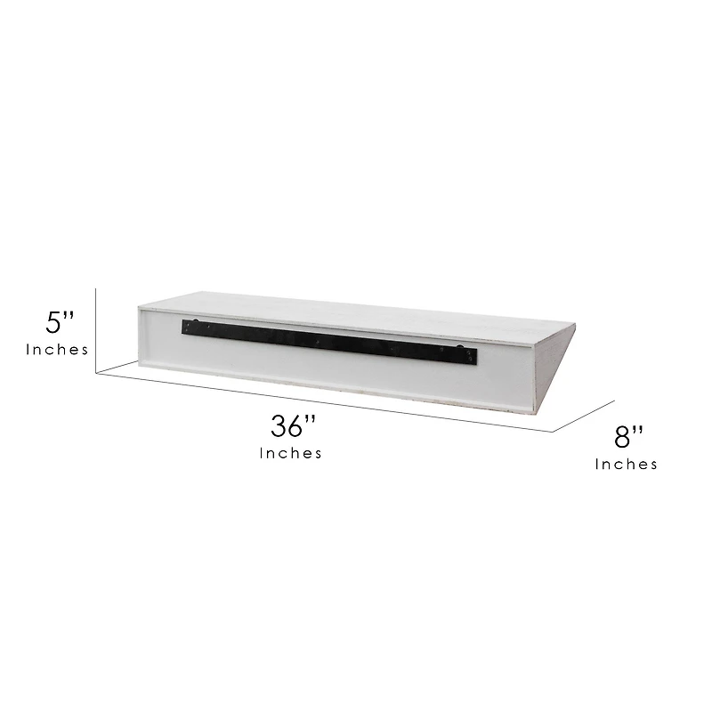 White Wedge Wood Floating Wall Shelf