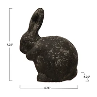 Hello Honey® 7" Distressed Black Cement Rabbit Statue