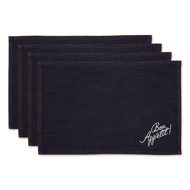 Bon Appetit Denim Embroidered Placemat, 4ct.