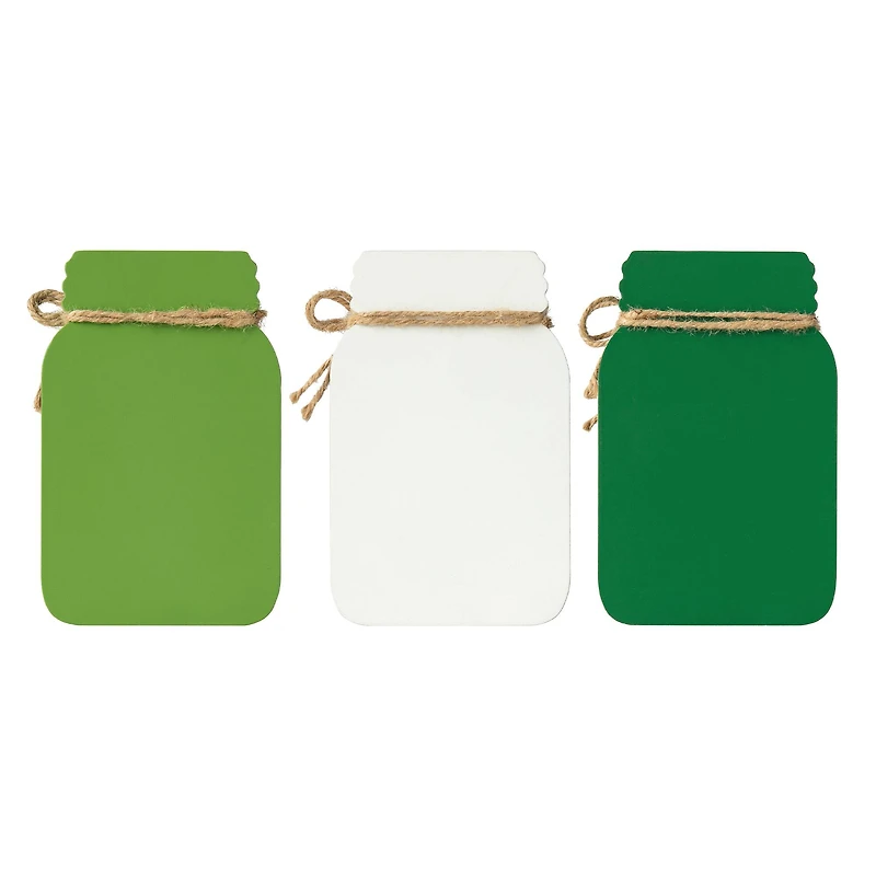 Glitzhome® 7" Set of 3 St. Patrick's Wooden Mason Jar Table decor
