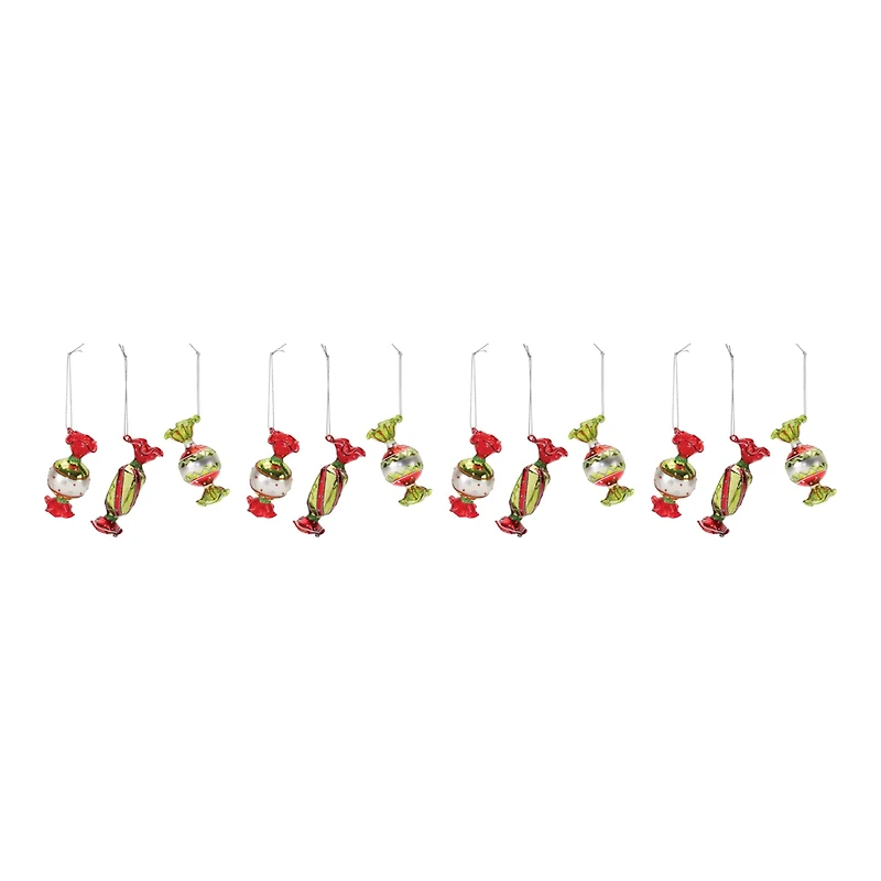12ct. Glass Wrapped Candy Ornaments