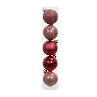 5 Pack 2.2" Holly Jolly Pink Bows Shatterproof Ball Ornaments by Ashland®