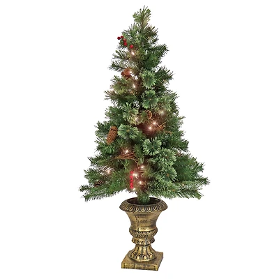 4ft. Pre-Lit Glistening Pine Entrance Artificial Christmas Tree, Clear Lights