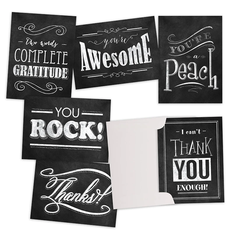 JAM Paper Brushed Chalkboard Design Blank Thank You Cards Set, 36ct.