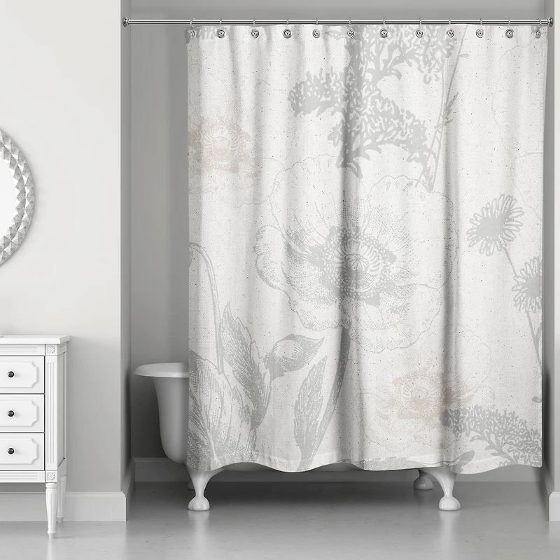 Soft Muted Florals Shower Curtain