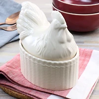 Martha Stewart 6" Cream Ceramic Rooster Baker