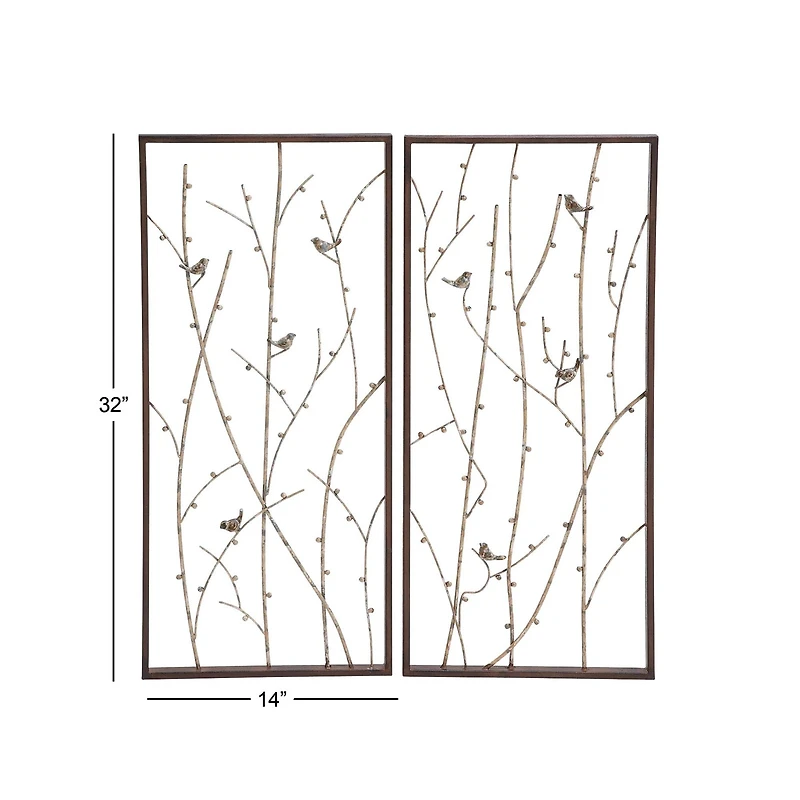 Set of 2 Black Metal Farmhouse Wall Decor, 14" x 32"