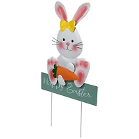 18.75" Bunny with Carrot Happy Easter Outdoor Garden Stake
