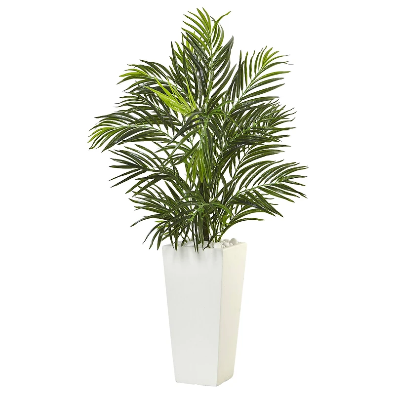 3ft. Potted Areca Palm in White Decorative Planter
