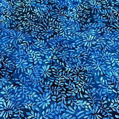 Feldman Batik Navy Royal Stamp Clover Petal Cotton Fabric