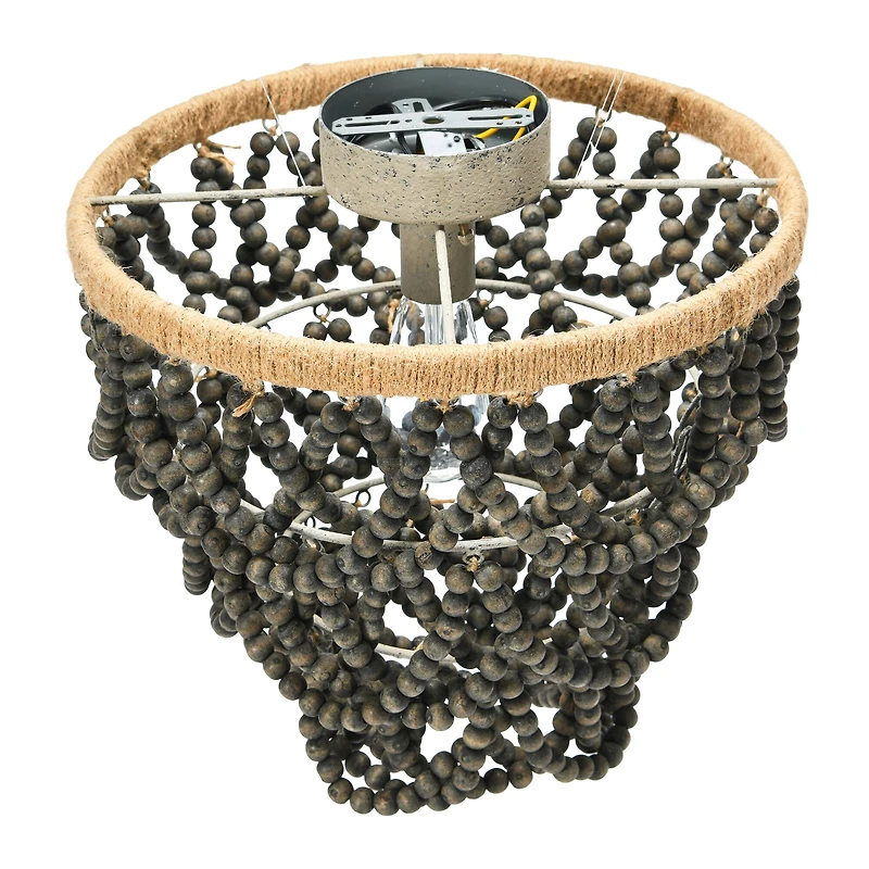 Hello Honey® Dark Gray Wood Bead & Metal Semi-Flush Light