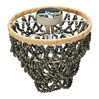 Hello Honey® Dark Gray Wood Bead & Metal Semi-Flush Light