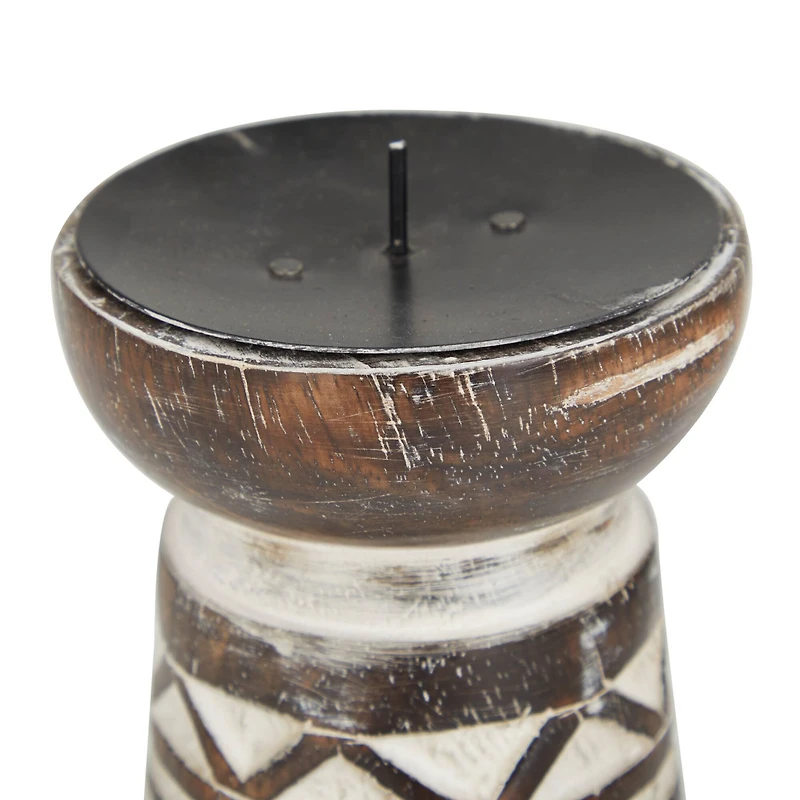 Brown Eclectic Candle Holder Set