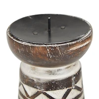 Brown Eclectic Candle Holder Set