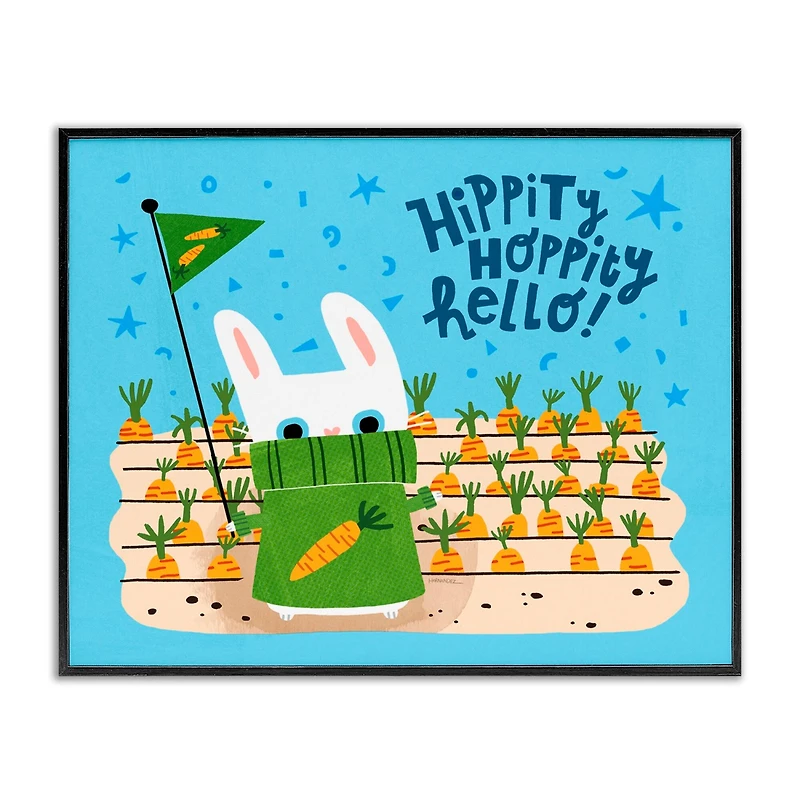Stupell Industries Hippity Hoppity Hello Bunny Framed Giclee Art