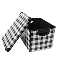 Simplify Checkered Black & White Storage Tote Bin