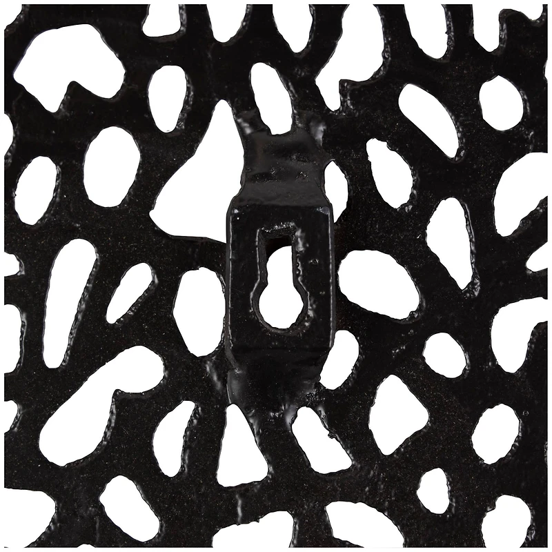 45" Black Abstract Aluminum Wall Mirror with Open Lattice Frame