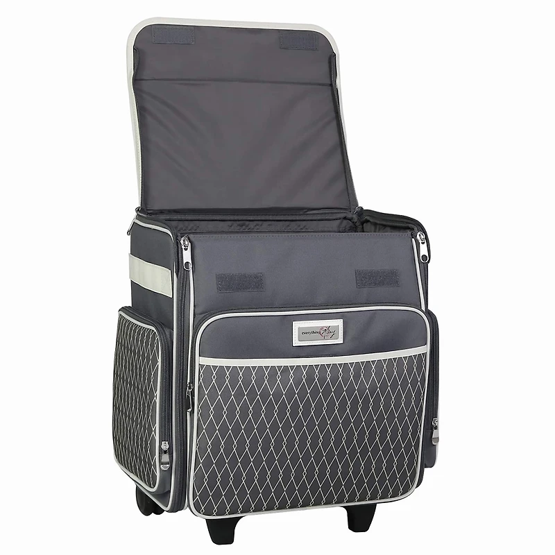 Everything Mary Gray & White Diamond Rolling Scrapbook Travel Case