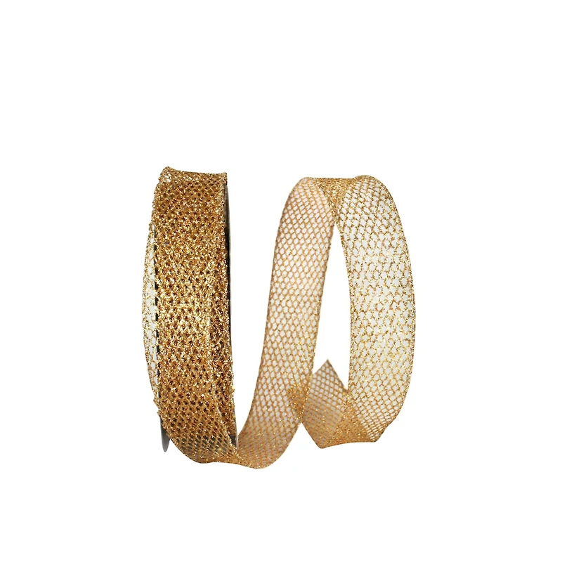 JAM Paper 1.5" x 25yd. Grand Net Glitter Wired Ribbon