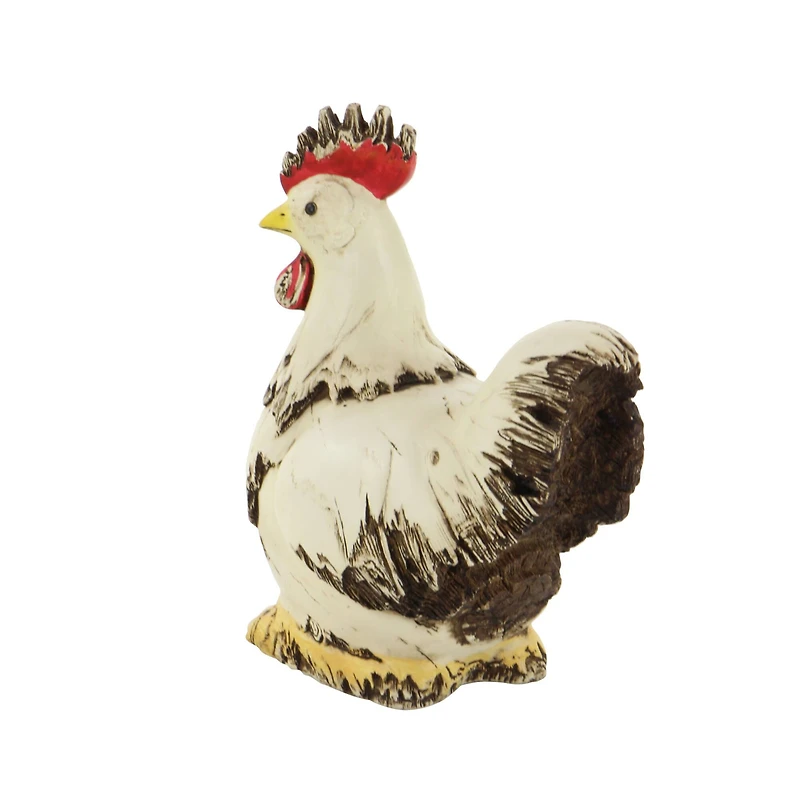 12" White Stone Rooster Garden Sculpture