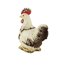 12" White Stone Rooster Garden Sculpture