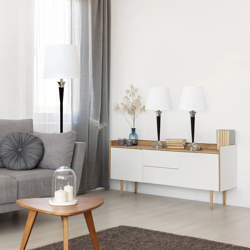 Lalia Home Malbec Black and Nickel Lamp Set