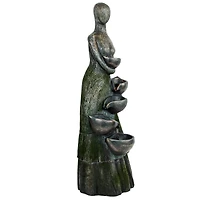 39" LED Modern Woman Tiered Outdoor Garden Water Fountain