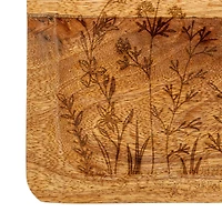 Hello Honey® 11.75" Mango Wood Tray with Laser Etched Botanicals