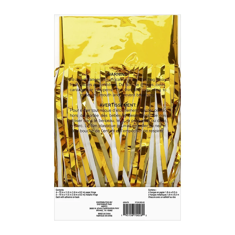 72" Gold & White Fringe Backdrop by Celebrate It™