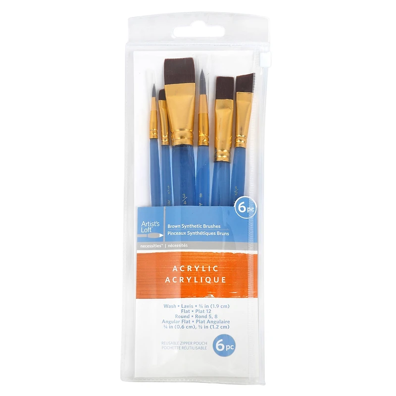 Necessities™ Brown Synthetic Acrylic Brush Set by Artist's Loft™