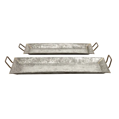 Gray Metal Farmhouse Tray Set