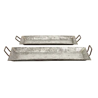 Gray Metal Farmhouse Tray Set