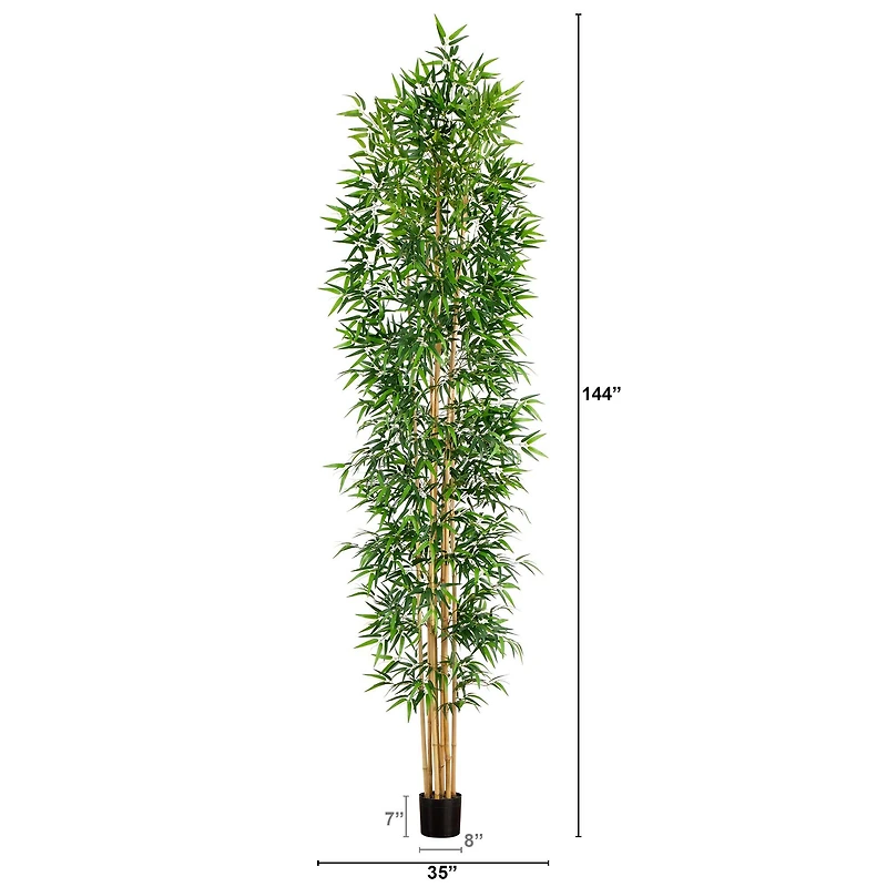 12ft. Green Artificial Bamboo Tree with Real Bamboo Trunks
