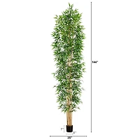 12ft. Green Artificial Bamboo Tree with Real Bamboo Trunks