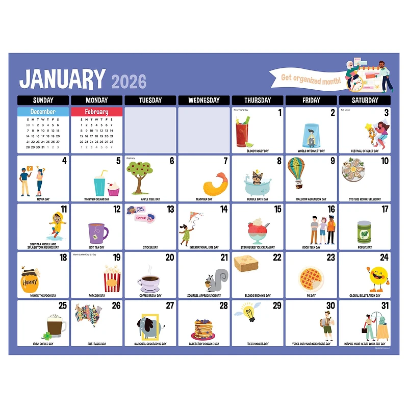 2026 Every Day's A Holiday Large Desk Pad Monthly Blotter Calendar