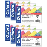 Oxford® 4'' x 6'' Glow Index Cards, 6 Packs of 100