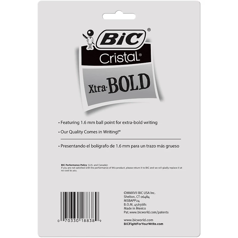 BIC® Cristal Xtra Bold Fashion Ballpoint Pen, 2 Packs of 24