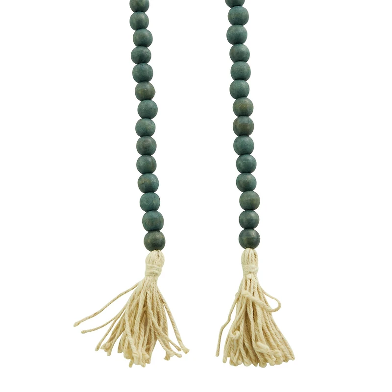 Green Wood Bohemian Bead Garland 81" x 1" x 1"