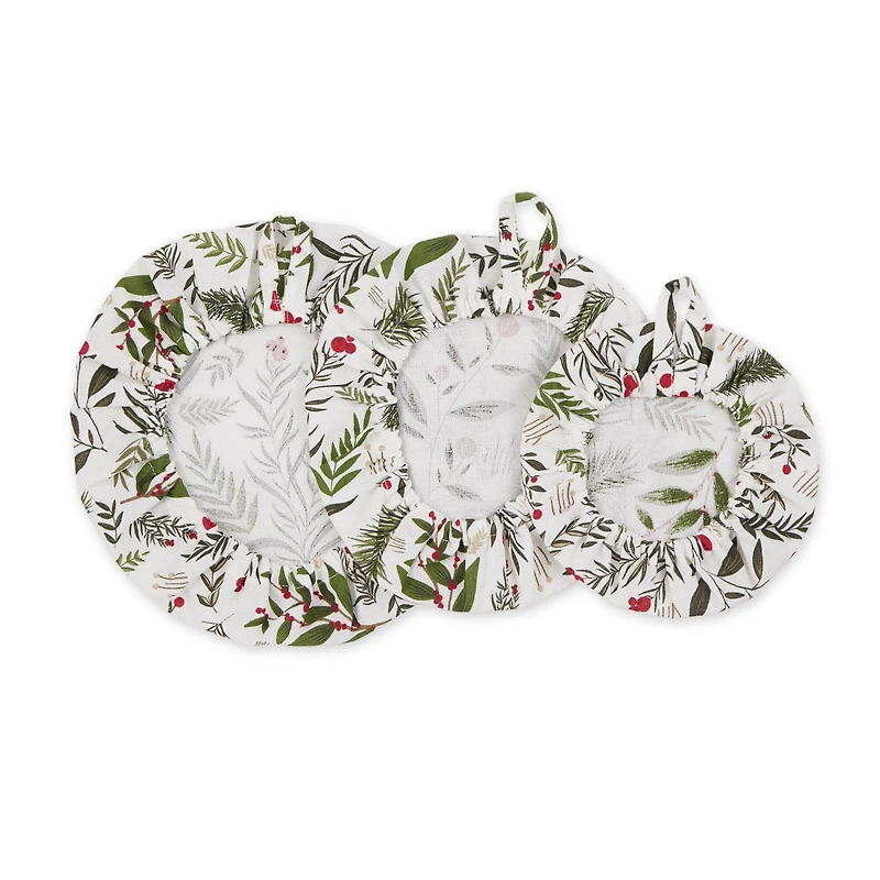 DII® Holiday Sprigs Print Dish Cover Set, 3ct.