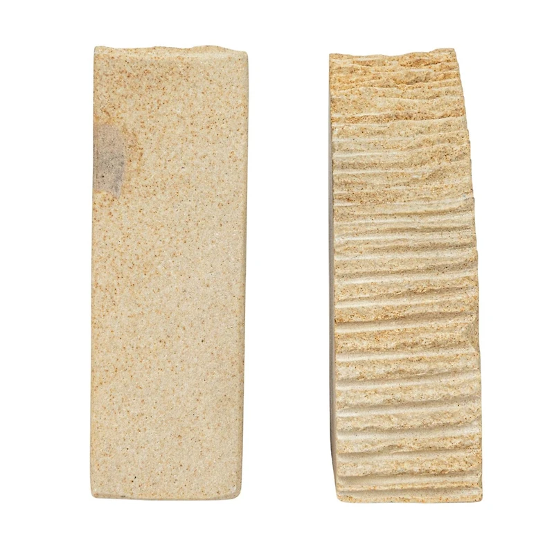 Hello Honey® 6" Natural Sandstone with Ribbed Edge Bookends Set