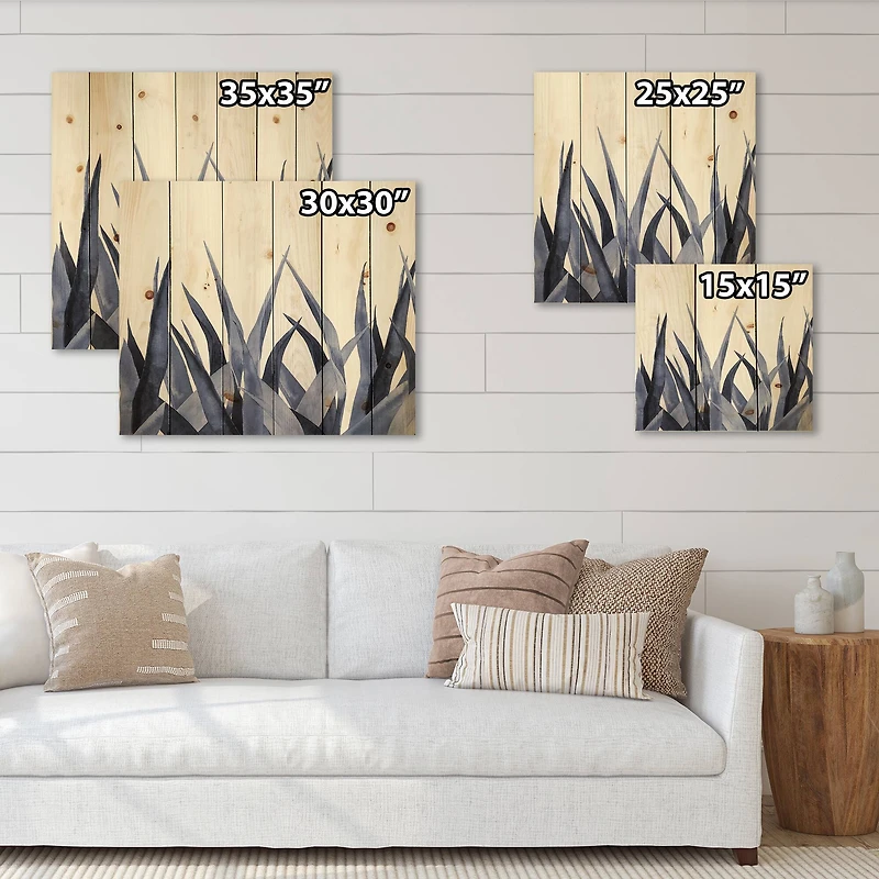 Designart - Navy Blue Agave Leaves