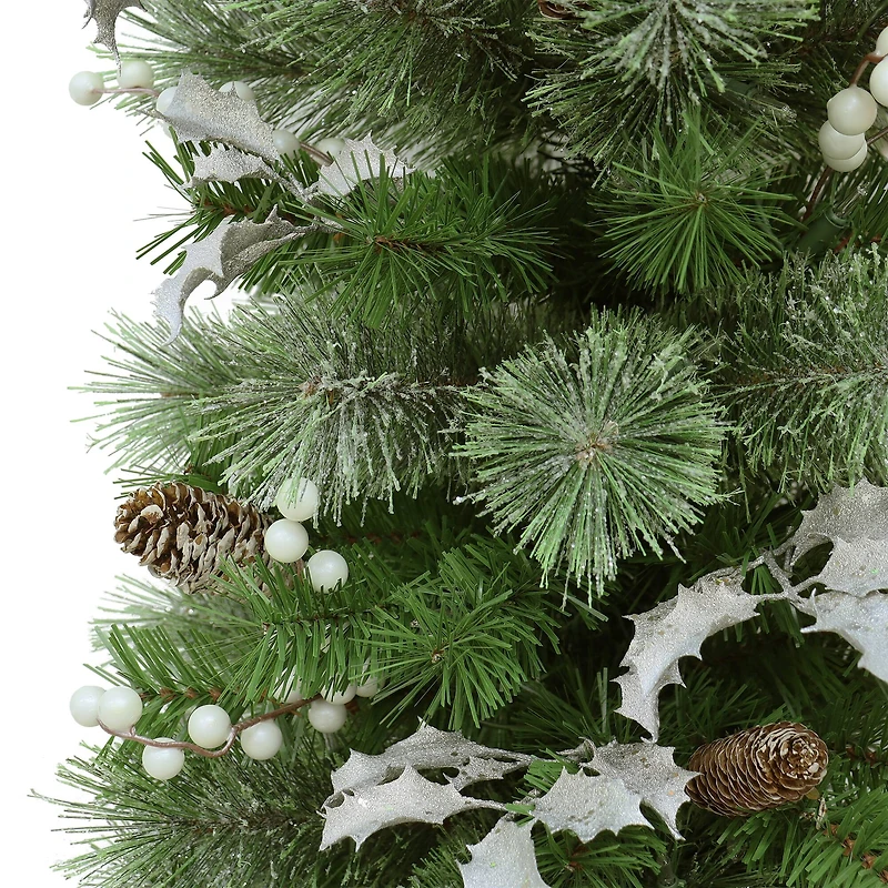 6 ft. Pre-Lit Potted Glitter Artificial Tree, Clear Lights