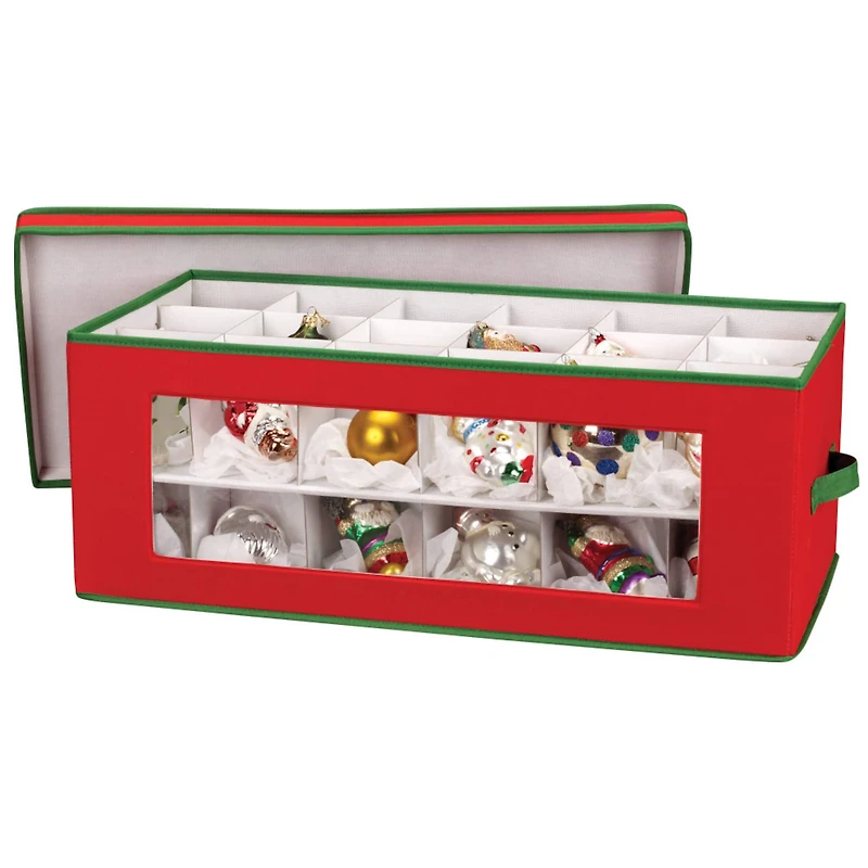 Household Essentials Red & Green Ornament Storage Box with Window