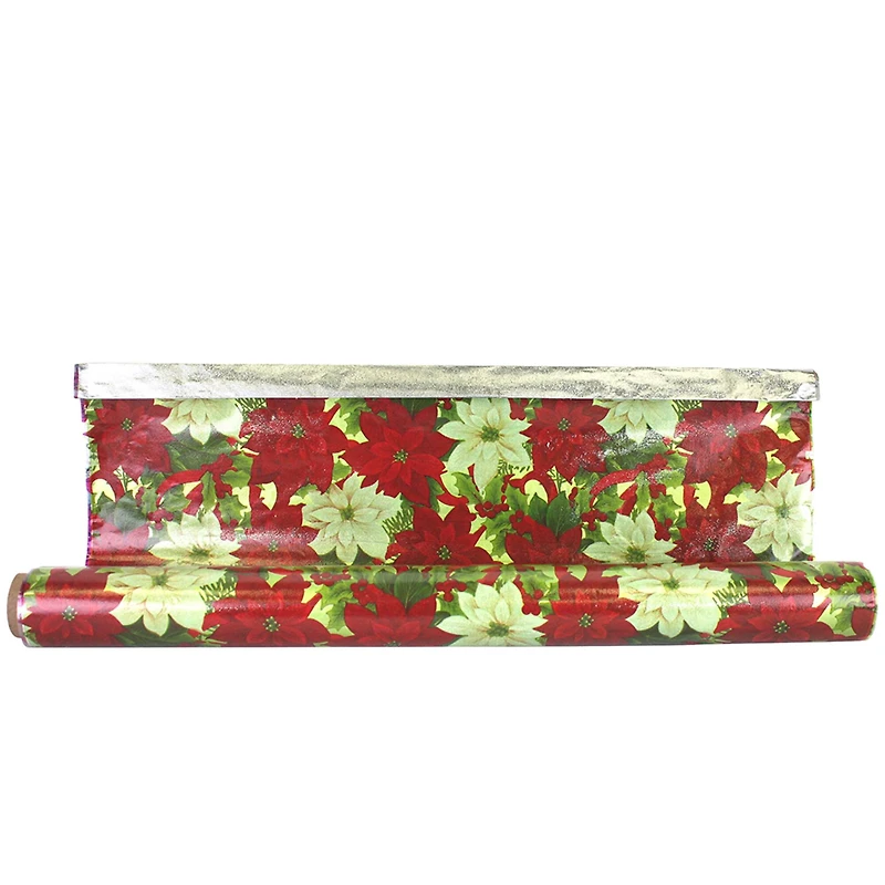 JAM Paper Poinsettia Deco Embossed Foil, 20" x 30ft.