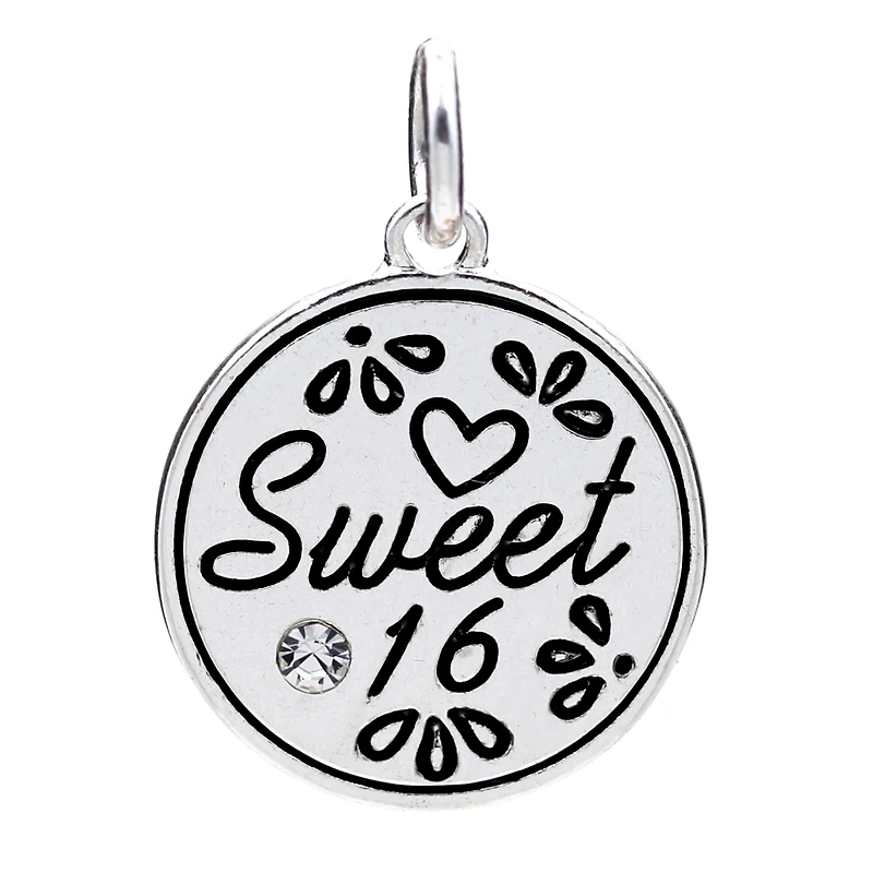 Silver Plated Sweet 16 Disc Charm by Bead Landing™