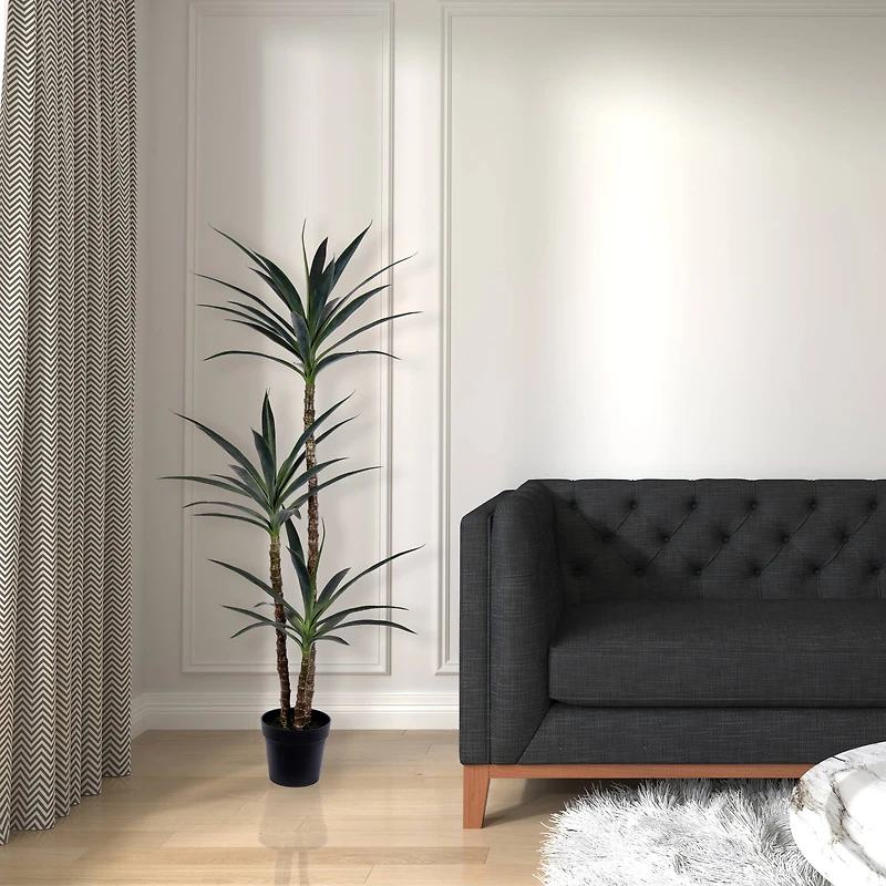 5ft. Potted Artificial Green Yucca Tree