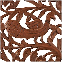 43" x 45" Brown Carved Wooden Tree Wall Décor with Bird Accents