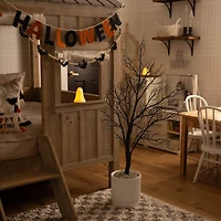 4ft. Pre-Lit Halloween Minimalist Twig Artificial Fall Tree with 160 Orange & Purple LED Lights